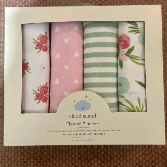 cloud island Other - NWT Baby Girl Pink and Green Flannel Blankets